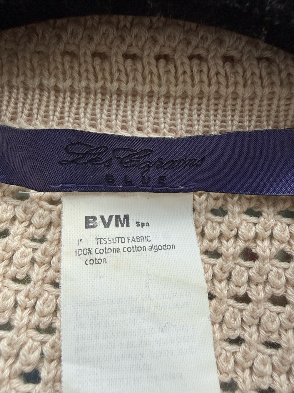 Les Copains Blue Cotton Open Stitch Sweater Blazer in Beige. Size IT 42. - Picture 4 of 5